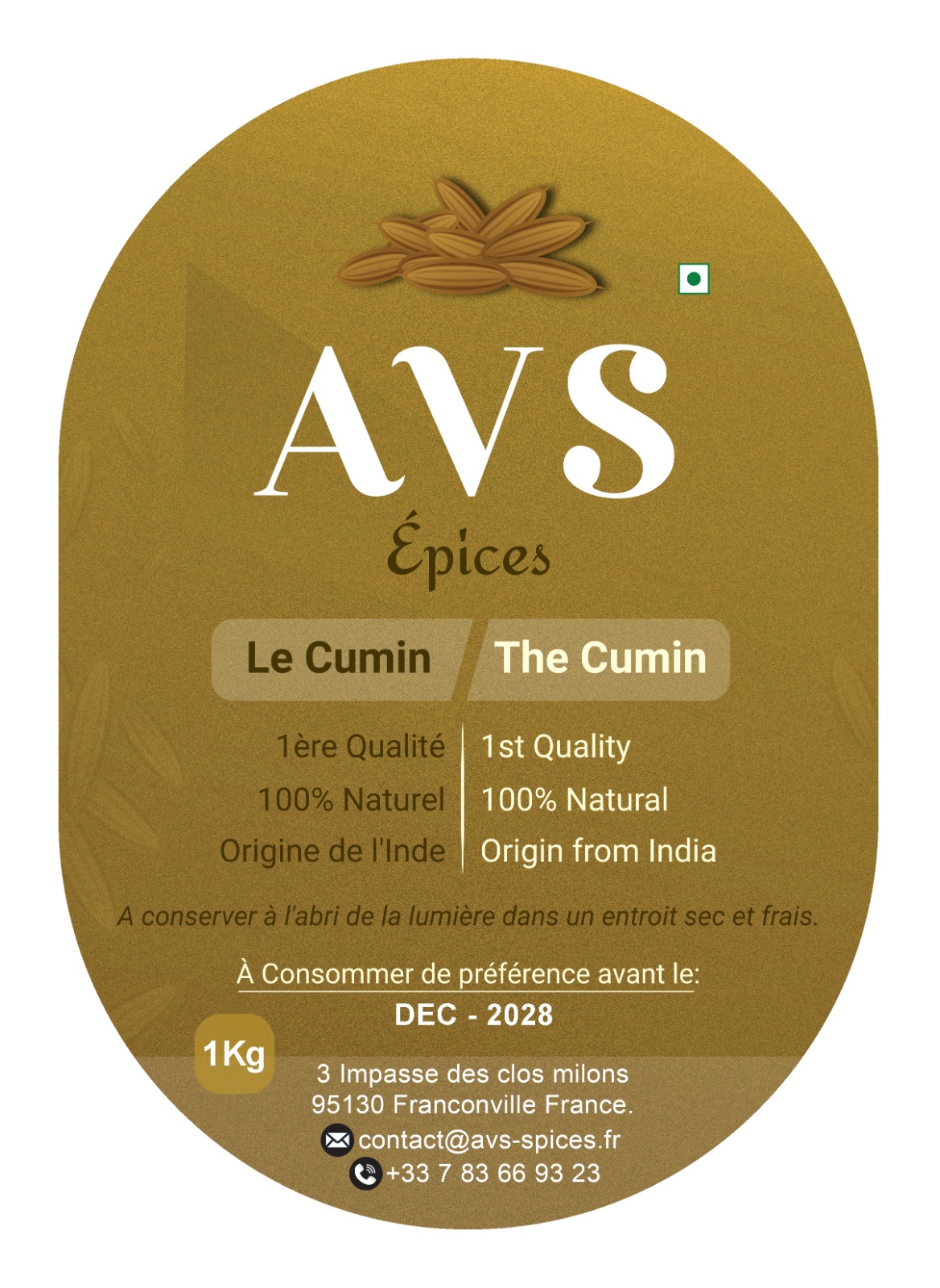 banner shows label of cumin