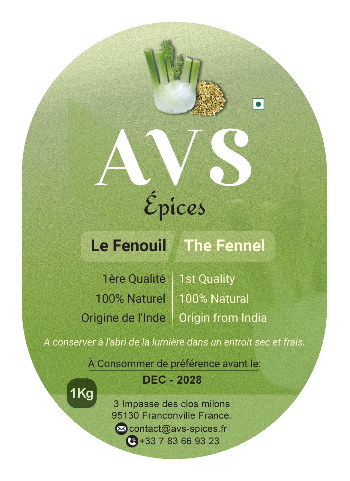 banner shows label of fennel